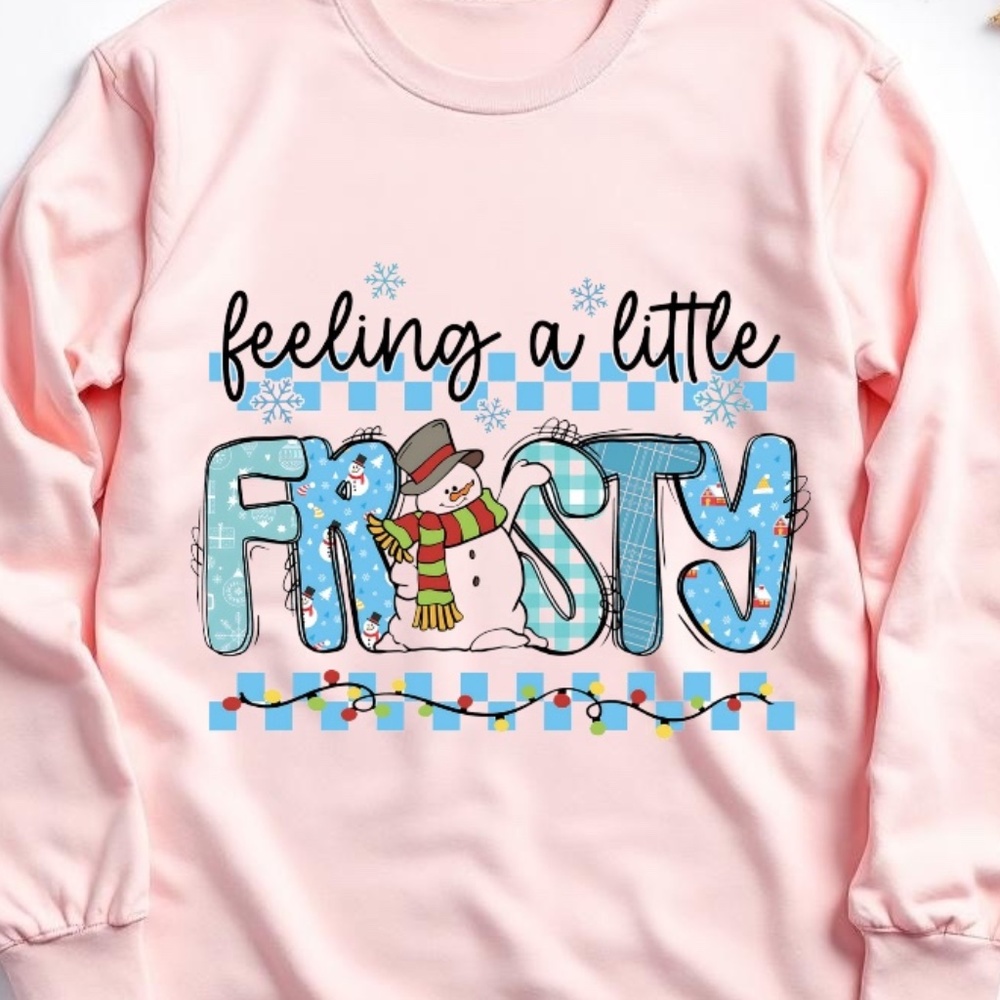 Feeling a Little Frosty  Christmas T-shirt S M L XL XXL Pink trending New Custom